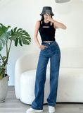  Quần jeans ống suông lưng cao ôm dáng tag v dáng dài lai 3 phân co giãn mẫu thiết kế mới HQJeans HQ102 