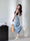  HQJeans Chân váy midi dáng dài chất lượng xuất khẩu mẫu thiết kế mới HQ153 