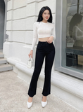  Quần jeans ống loe nữ đen và trắng dáng dài lai cắt co giãn tốt HQJeans mẫu thiết kế HQ81 