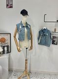  HQJeans Áo khoác jeans nữ cao cấp dáng ghile freesize không tay wash mụi chất lượng xuất khẩu mẫu thiết kế HQ155 