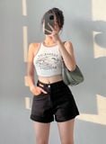  Quần đùi short jeans trắng lưng siêu cao tôn dáng co giãn 4 chiều ôm eo thoải mái mẫu thiết kế HQJeans HQ101 