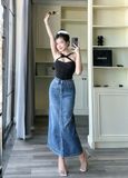  HQJeans Chân váy jeans siêu dài co giãn chất lượng VNXK mẫu thiết kế mới HQ190 