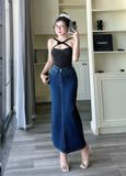  HQJeans Chân váy jeans siêu dài co giãn chất lượng VNXK mẫu thiết kế mới HQ190 