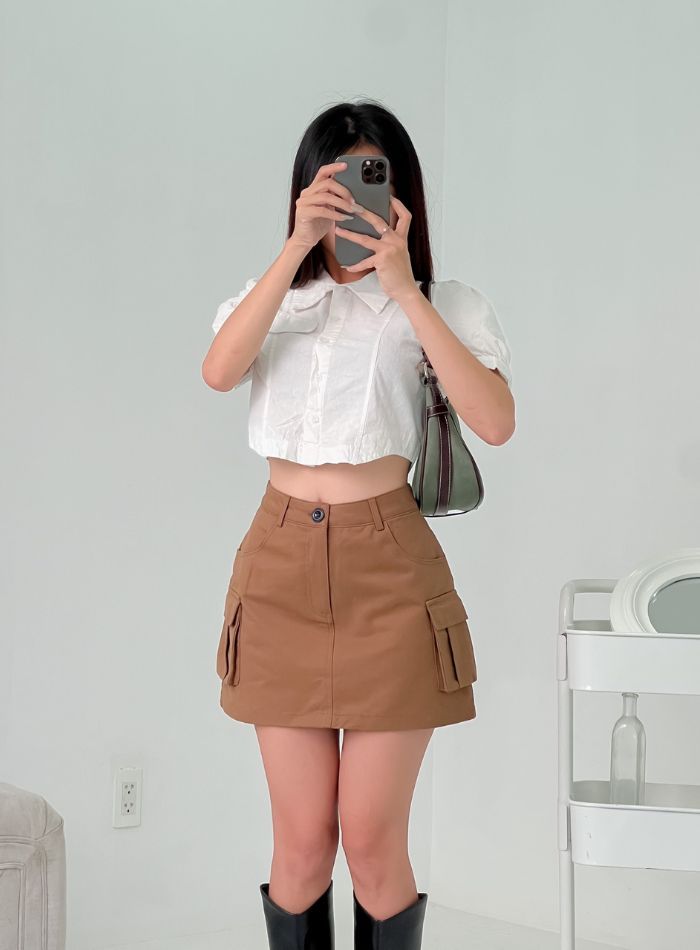  Chân váy Kaki dáng A túi hộp hottrend bên trong có lót quần mẫu thiết kế mới HQ100 