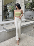  Quần jeans ống loe nữ đen và trắng dáng dài lai cắt co giãn tốt HQJeans mẫu thiết kế HQ81 