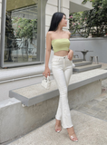  Quần jeans ống loe nữ đen và trắng dáng dài lai cắt co giãn tốt HQJeans mẫu thiết kế HQ81 