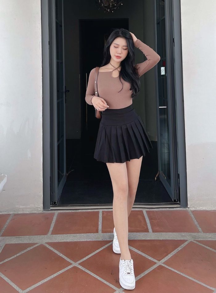  Chân Váy Xếp Ly HQJeans Tennis Skirt Chữ A Dáng Ngắn Thiết kế Xếp Ly Đẹp Chuẩn HQJ99 