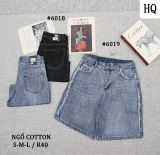  HQJeans Quần ngố cotton không giãn dáng A lưng cao ống rộng mang thoải mái nhiều mẫu 