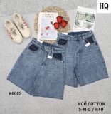  HQJeans Quần ngố cotton không giãn dáng A lưng cao ống rộng mang thoải mái nhiều mẫu 