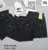  HQJeans Quần ngố cotton không giãn dáng A lưng cao ống rộng mang thoải mái nhiều mẫu 