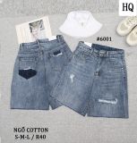  HQJeans Quần ngố cotton không giãn dáng A lưng cao ống rộng mang thoải mái nhiều mẫu 