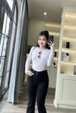  HQJeans Quần ống loe đen dài trơn đơn giãn chất lượng VNXK lưng cao 2 cúc vải mềm mịn mới HQ191 