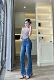  HQJeans Quần ống loe chất lượng VNXK vải dày mịn co giãn thoải mái dài 100cm mẫu mới HQ192 