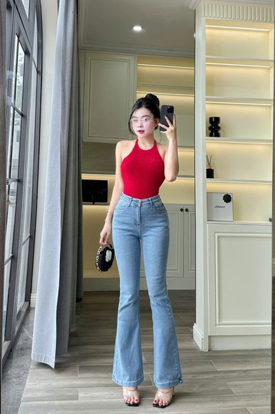  HQJeans Quần ống loe chất lượng VNXK vải dày mịn co giãn thoải mái dài 100cm mẫu mới HQ192 