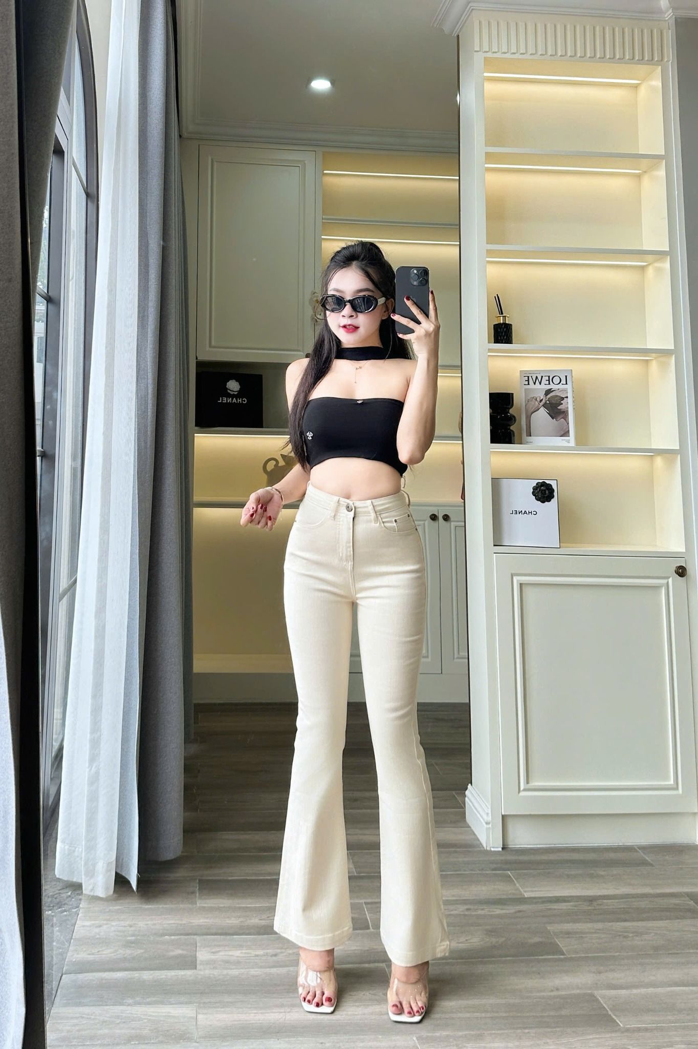  HQJeans Quần ống loe chất lượng VNXK vải dày mịn co giãn thoải mái dài 100cm mẫu mới HQ192 