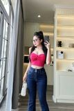 HQJeans HQJeans Quần ống loe lưng 2 cúc chất lượng VNXK vải dày mịn co giãn thoải mái dài 100cm mẫu mới HQ195 