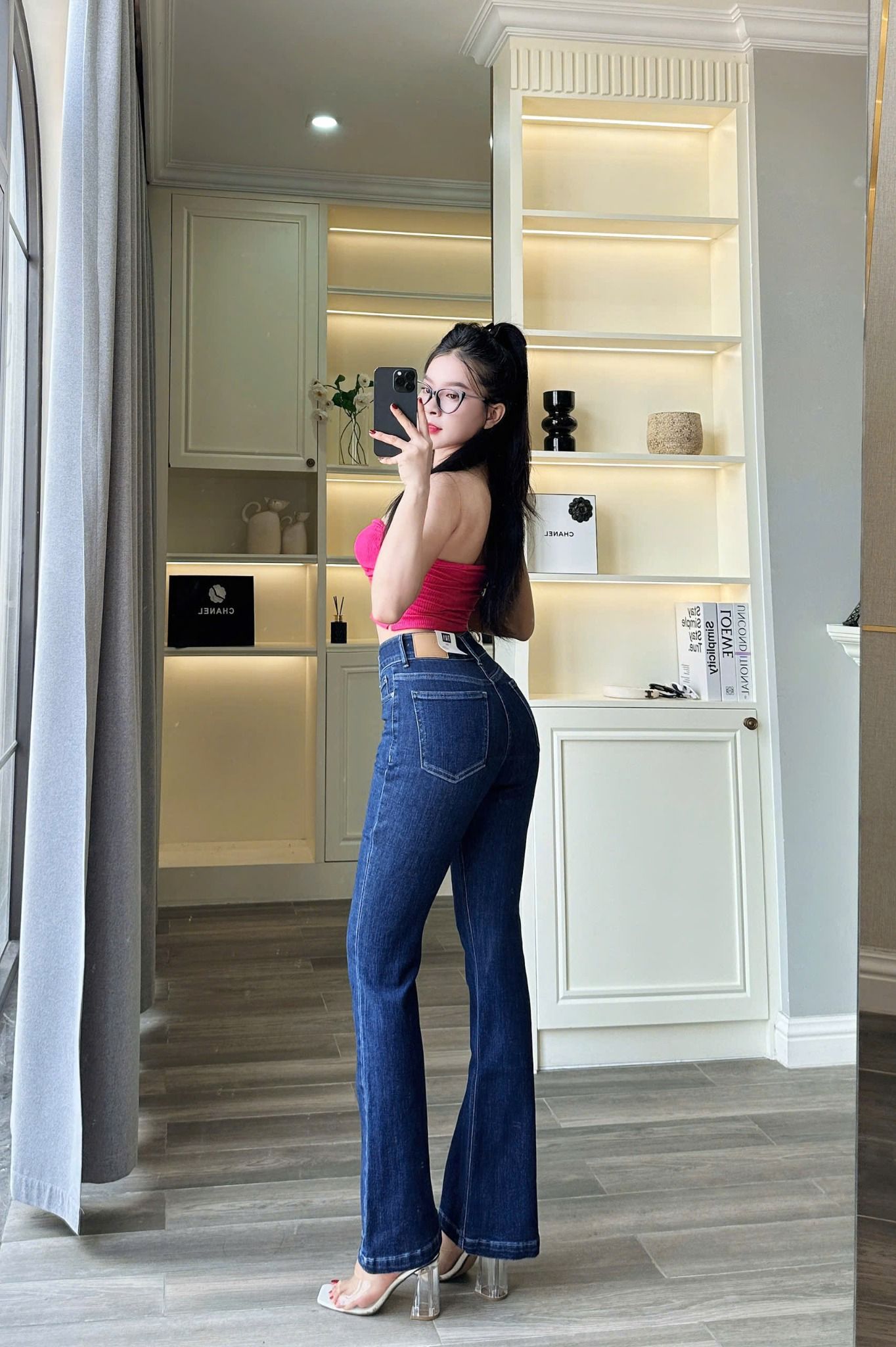  HQJeans HQJeans Quần ống loe lưng 2 cúc chất lượng VNXK vải dày mịn co giãn thoải mái dài 100cm mẫu mới HQ195 