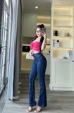  HQJeans HQJeans Quần ống loe lưng 2 cúc chất lượng VNXK vải dày mịn co giãn thoải mái dài 100cm mẫu mới HQ195 