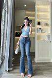  HQJeans HQJeans Quần ống loe lưng 2 cúc chất lượng VNXK vải dày mịn co giãn thoải mái dài 100cm mẫu mới HQ195 