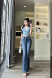  HQJeans HQJeans Quần ống loe lưng 2 cúc chất lượng VNXK vải dày mịn co giãn thoải mái dài 100cm mẫu mới HQ195 