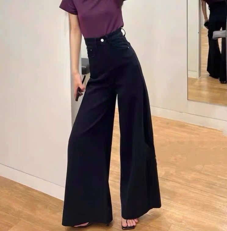  (Sẵn-Order) HQJeans Quần Jeans Suông Ống To Dài 101cm Lưng Siêu Cao Tôn Dáng Chất Jeans Cotton Mềm Không Giãn Đứng Form 