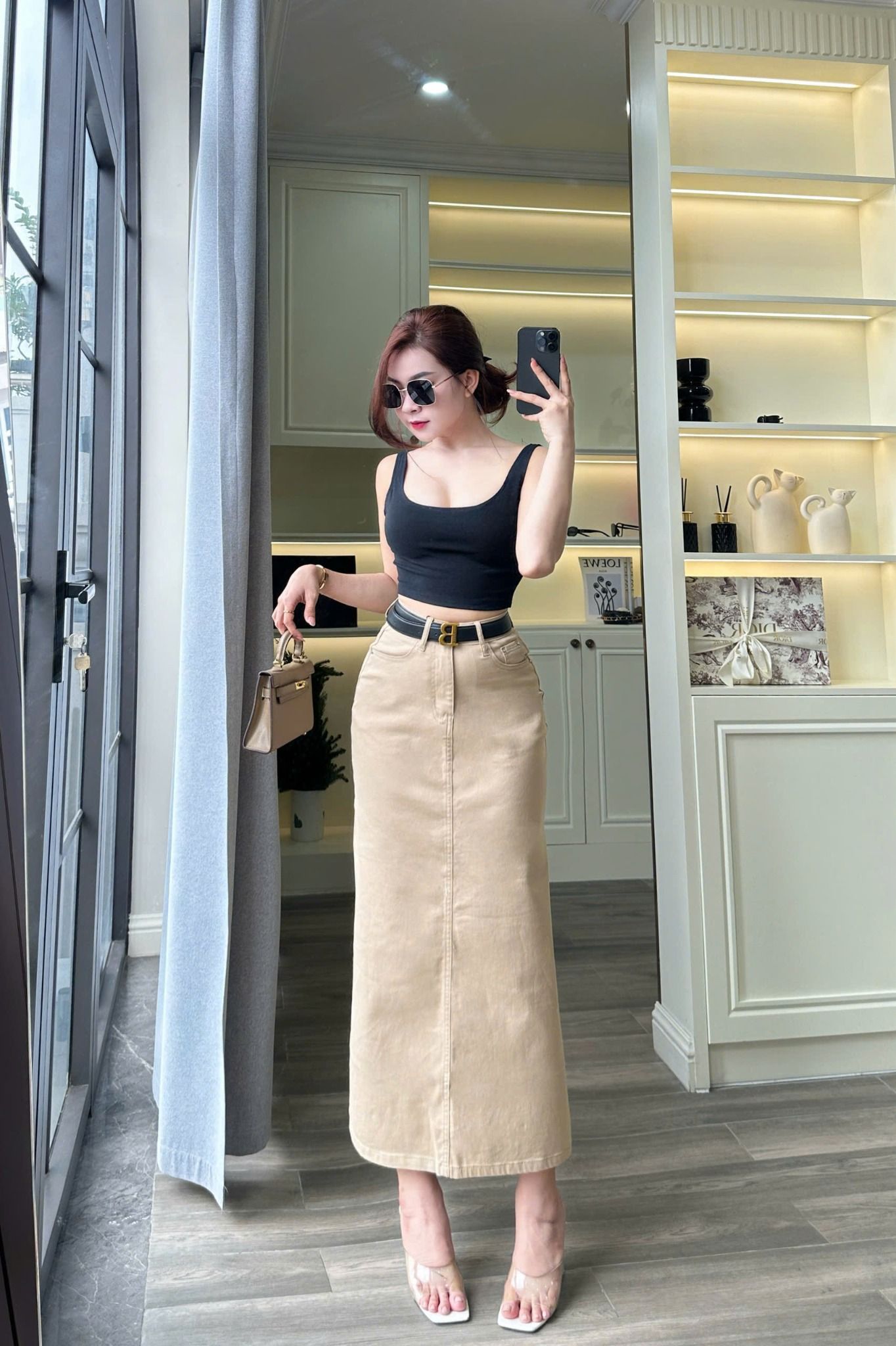  HQJeans Chân váy dài jeans màu cotton siêu tôn dáng mẫu thiết kế mới HQ176 