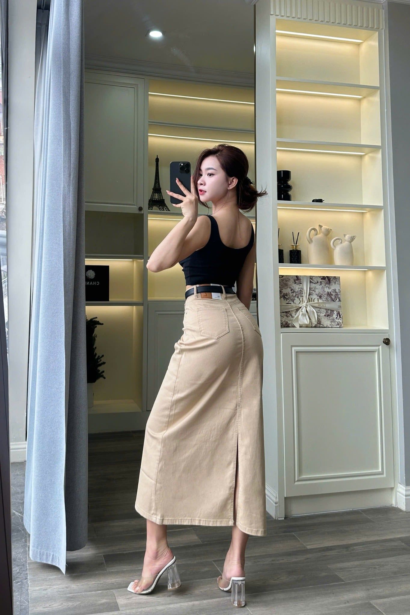  HQJeans Chân váy dài jeans màu cotton siêu tôn dáng mẫu thiết kế mới HQ176 