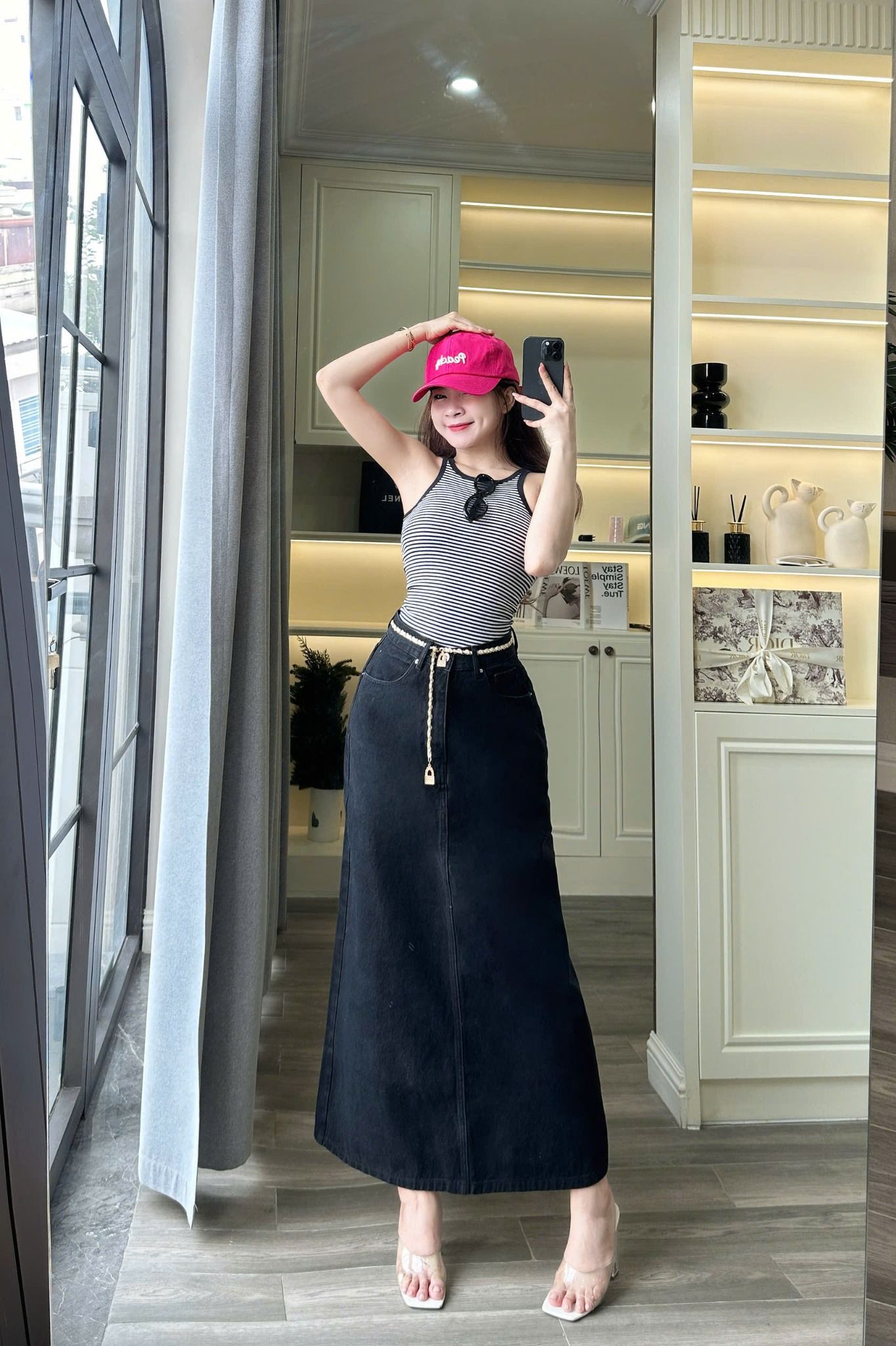  HQJeans Chân váy dài jeans màu cotton siêu tôn dáng mẫu thiết kế mới HQ176 