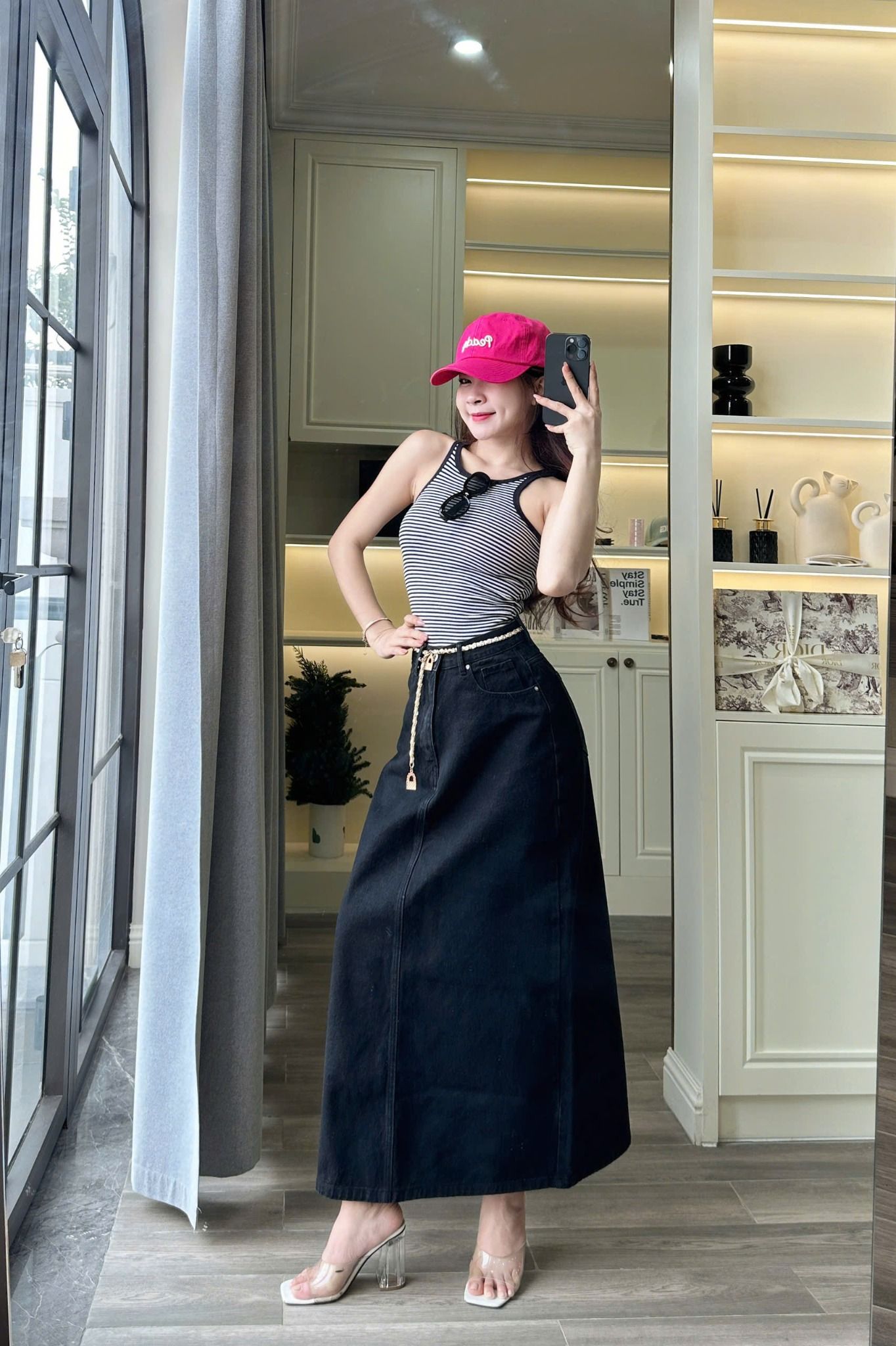  HQJeans Chân váy dài jeans màu cotton siêu tôn dáng mẫu thiết kế mới HQ176 