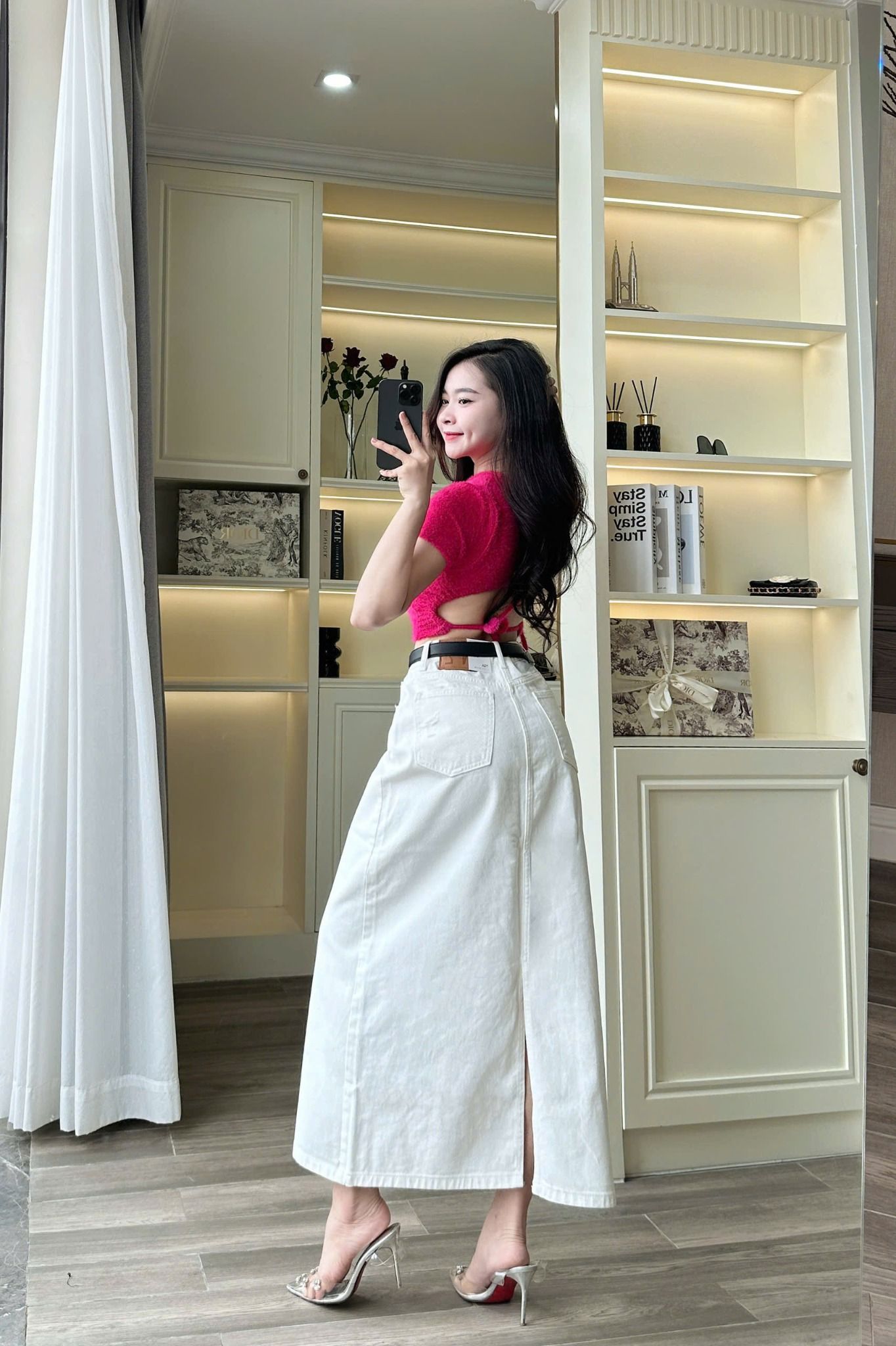  HQJeans Chân váy dài jeans màu cotton siêu tôn dáng mẫu thiết kế mới HQ176 