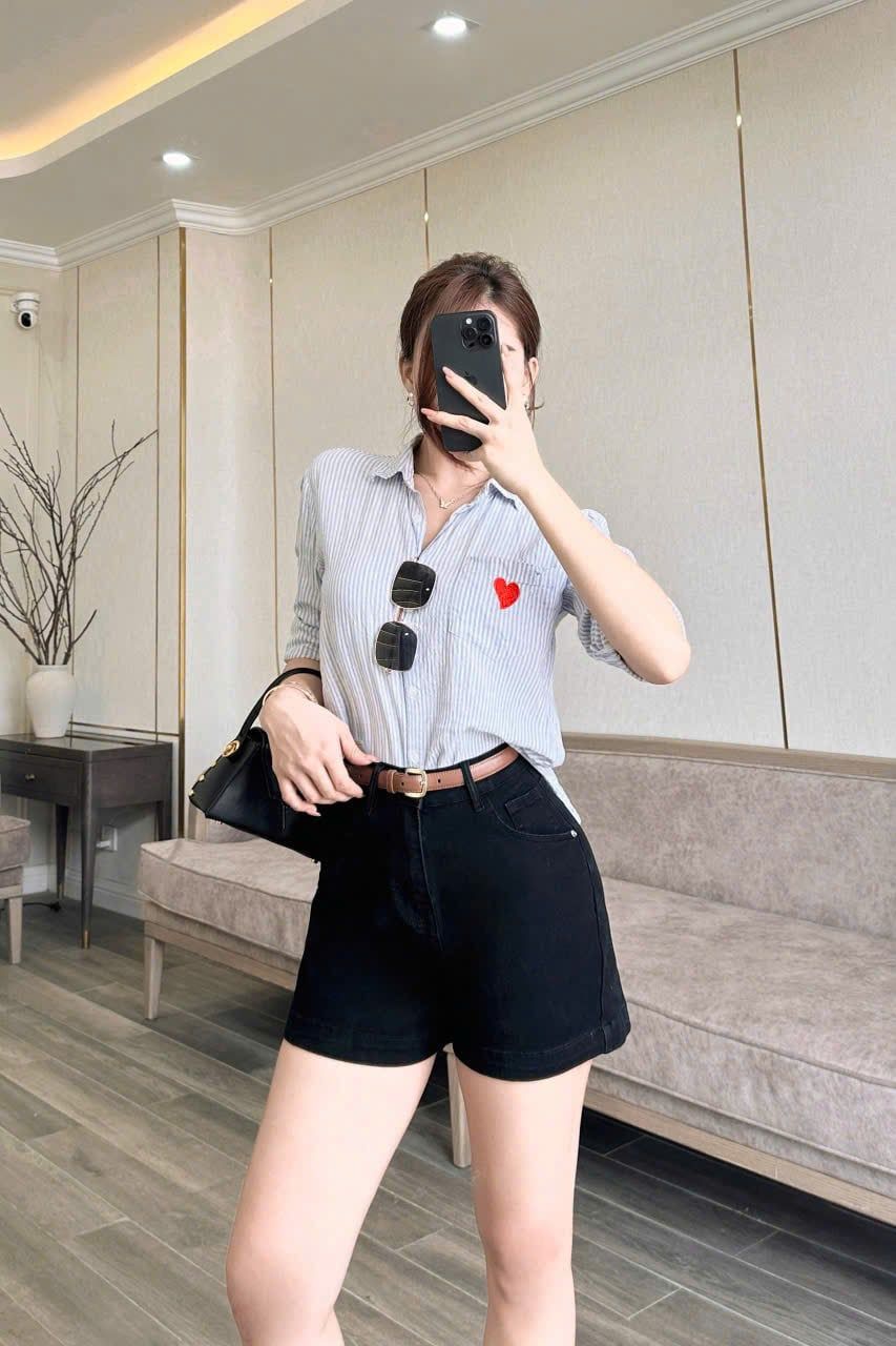  Quần đùi short jeans trắng lưng siêu cao tôn dáng co giãn 4 chiều ôm eo thoải mái mẫu thiết kế HQJeans HQ101 