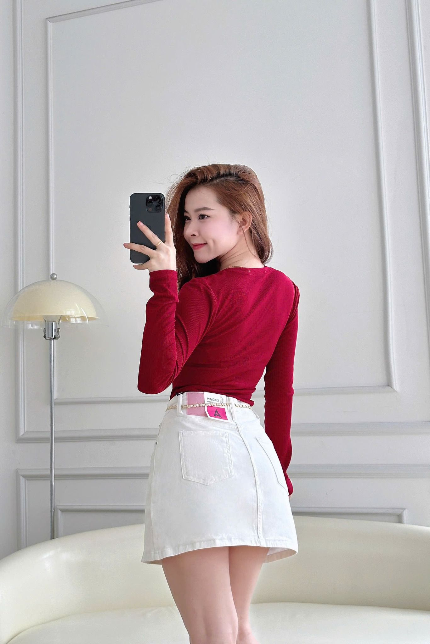  HQJeans Chân váy jeans đen trắng VNXK bên trong có short jeans mềm co giãn thoải mái mẫu mới HQ230 