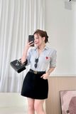  HQJeans Chân váy jeans đen trắng VNXK bên trong có short jeans mềm co giãn thoải mái mẫu mới HQ230 