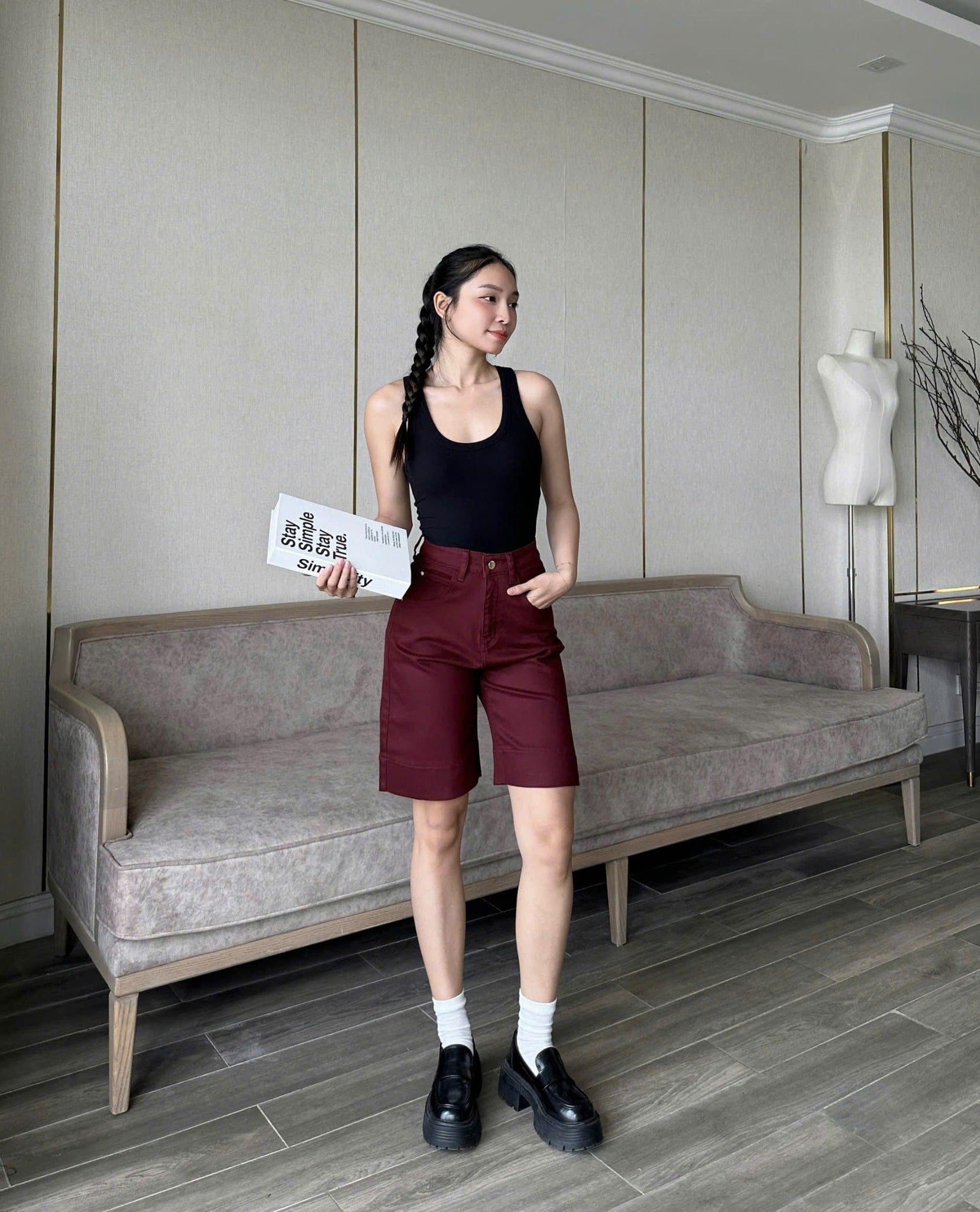  HQJeans® Quần Ngố Jeans lỡ ống suông rộng lưng cao vải co giãn chất lượng VNXK mẫu mới nhất HQ199 