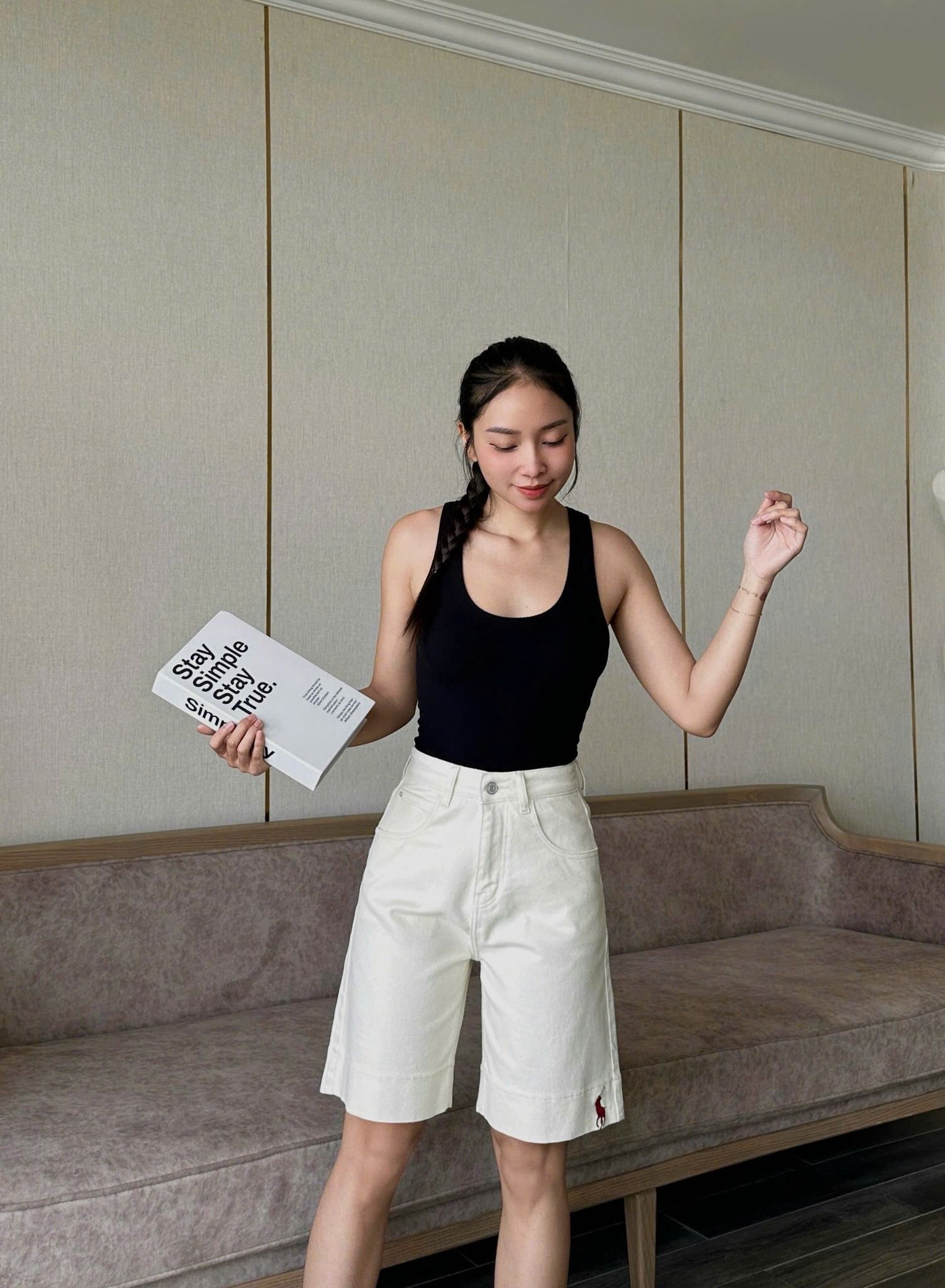  HQJeans® Quần Ngố Jeans lỡ ống suông rộng lưng cao vải co giãn chất lượng VNXK mẫu mới nhất HQ199 