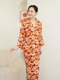  Hạnh Bộ đồ mặc nhà, tay lửng, họa tiết hoa xuân 