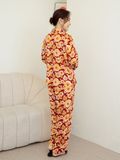  Hạnh Bộ đồ mặc nhà, tay lửng, họa tiết hoa xuân 
