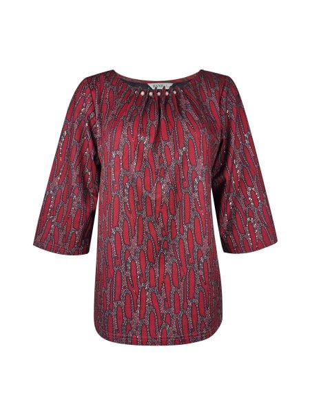  Áo cổ tròn xếp li, kết hạt 