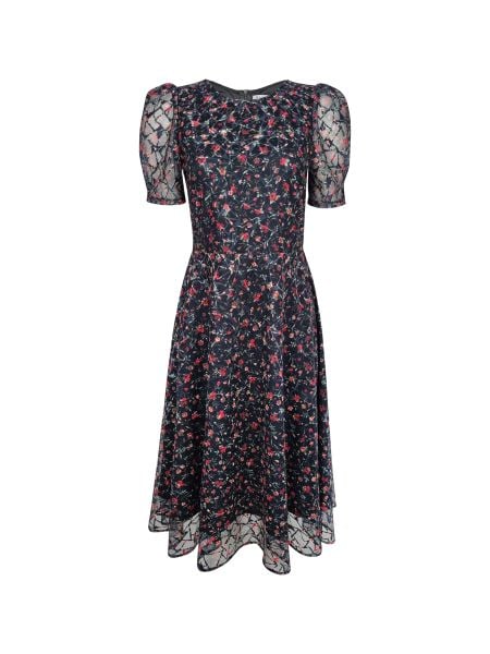  Đầm thun ren 3D Hạnh họa tiết,tay phồng 0618/4.424 