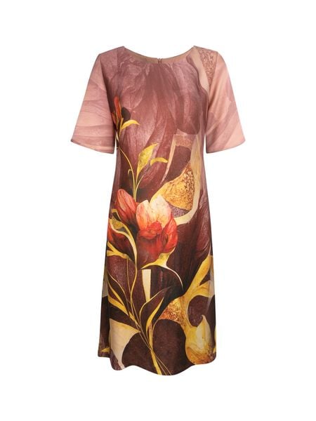  Đầm suông Hạnh cổ tròn họa tiết , tay ngắn 1623/4.374 