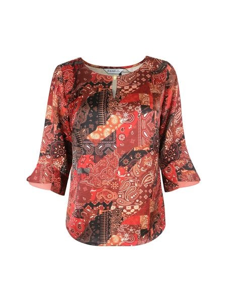  Áo cổ tròn xẻ  V kết hạt, tay lửng 2441/4.523 