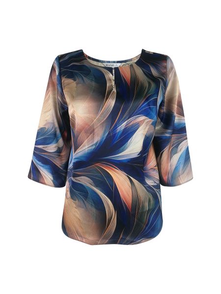  Hạnh Áo cổ tròn in hoa văn, kết hạt bi, tay lửng 2472/5.61 