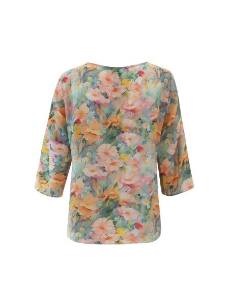  Hạnh áo cổ tròn đính bi, in họa tiết hoa khoe sắc, tay lửng 2486/5.157 