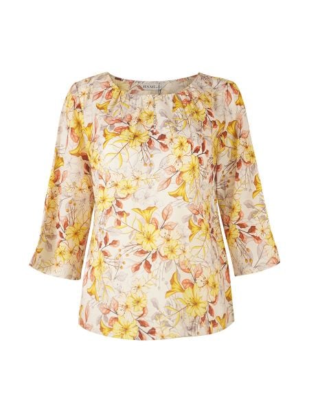  Hạnh áo cổ tròn đính bi, in họa tiết hoa đón ban mai, tay lửng 2486/5.226 