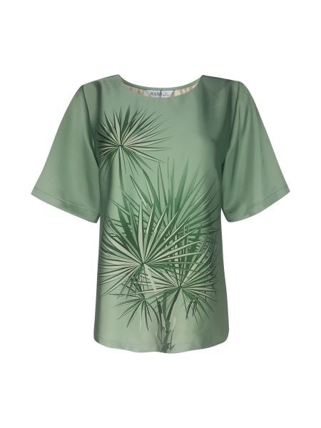  Hạnh Áo cổ tròn in họa tiết, tay ngắn 