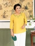  Hạnh - Áo cổ tròn thêu hoa 3D tinh tế , tay lửng 2491/4.476 
