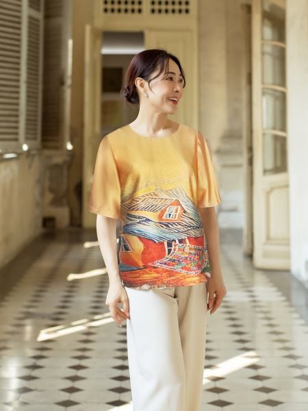  Áo cổ tròn in họa tiết, tay ngắn 2491/4.289 