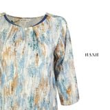  Hạnh Áo cổ xẻ V viền kết hạt, tay lửng 