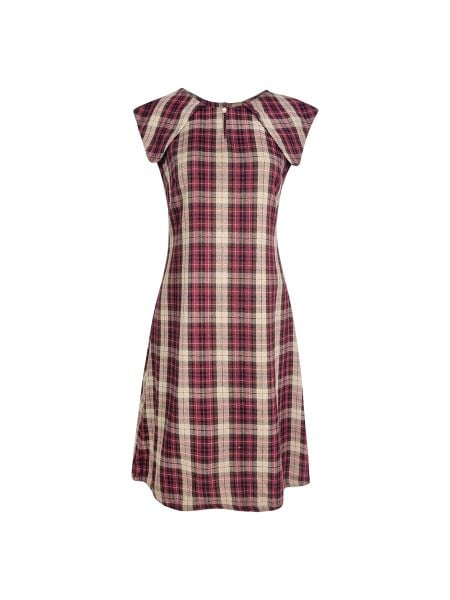  Đầm midi kẻ caro cổ kết hạt châu trẻ trung 2650/3.438 