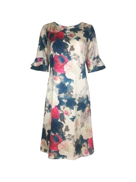  Đầm suông cổ tròn cách điệu, tay bèo hai tầng 2651/3.391 